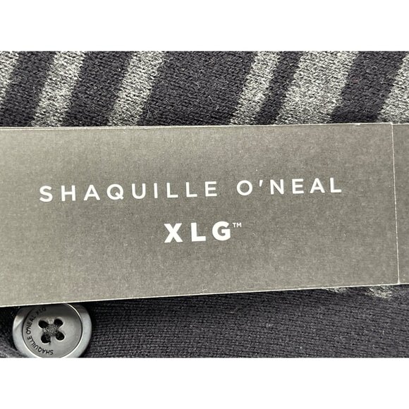 Shaquille O'Neal Mens Size 4XLT  Button Front Cardigan Black Linear Stripe - Picture 9 of 10